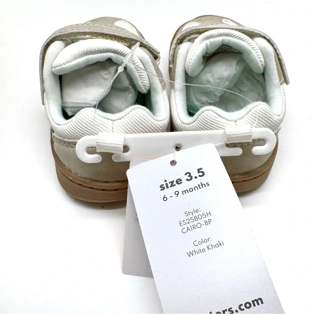 Carter's Every Step Cairo BP Toddler Casual Sneakers White Khaki Size 3.5